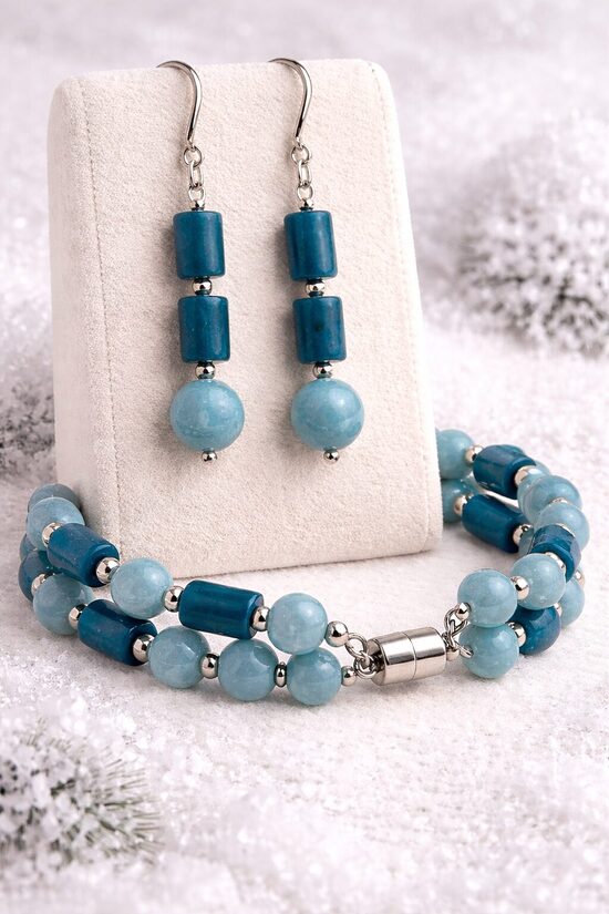 Dabīgo pērļu rotu komplekts "Polārais sapnis"